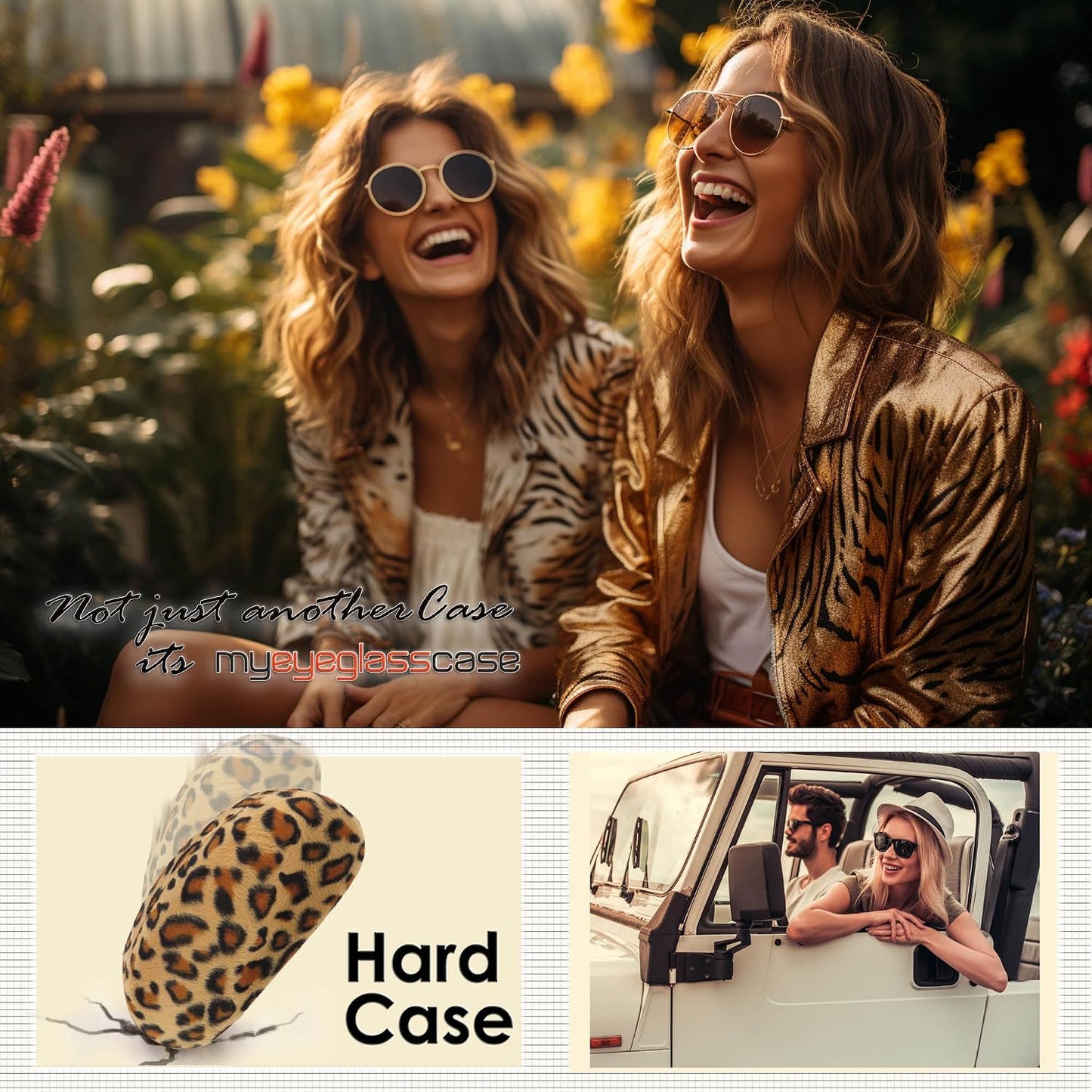 Hard Sunglasses Case - Women Glasses Case Holder - Large Durable Eyeglass Case Hard Shell with Pouch & Cloth