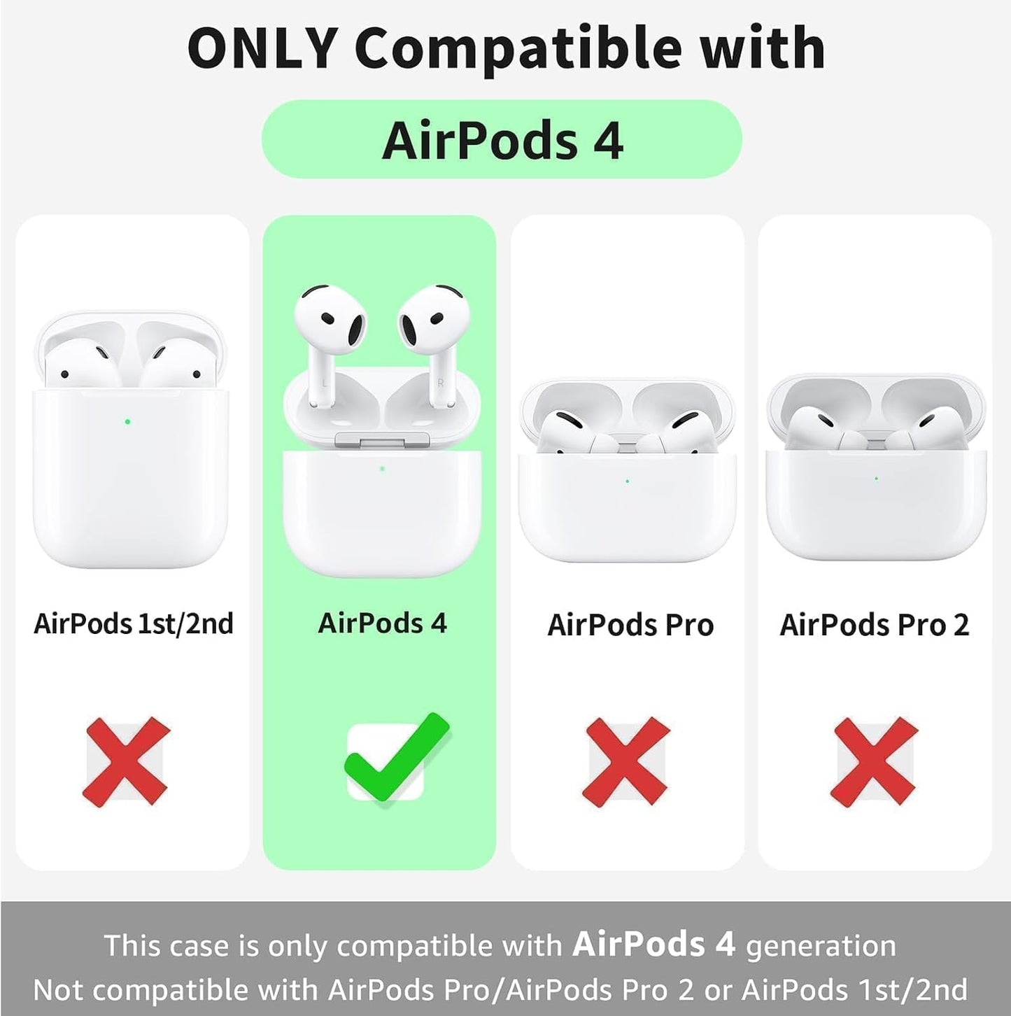 Premium Protective Case for Airpods 4Th Generation - Stylish & Durable Airpods Case with Keychain for Air Pod & Airpods Accessories（Black）
