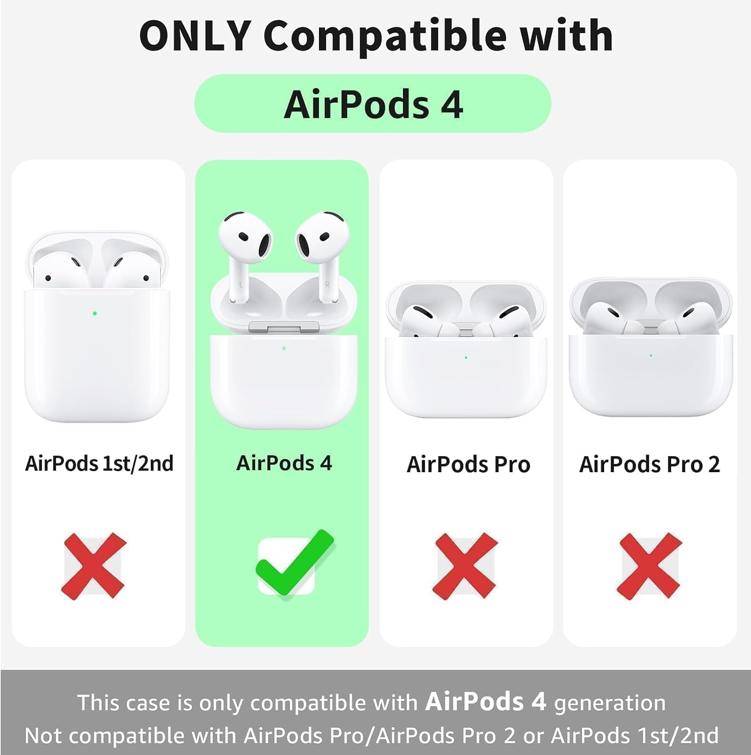 Premium Protective Case for Airpods 4Th Generation - Stylish & Durable Airpods Case with Keychain for Air Pod & Airpods Accessories（Black）