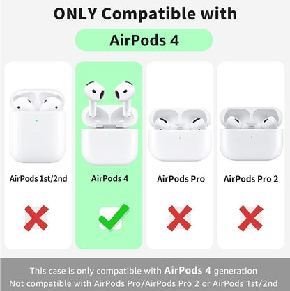 Premium Protective Case for Airpods 4Th Generation - Stylish & Durable Airpods Case with Keychain for Air Pod & Airpods Accessories（Black）