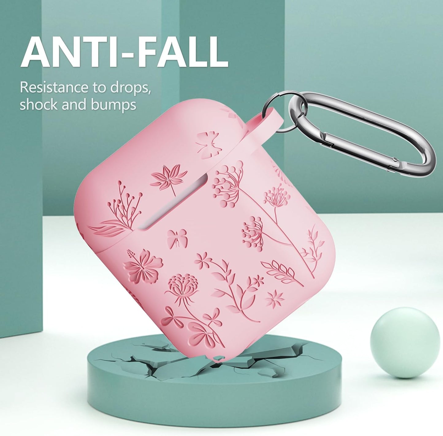 Compatible with Airpods Case - Flower Engraved Soft Silicone Case for Airpods 2Nd Generation Case - Cute Case for Airpods Case 1St/2Nd Generation with Cleaner Kit & Keychain (Pink), C-Mauve