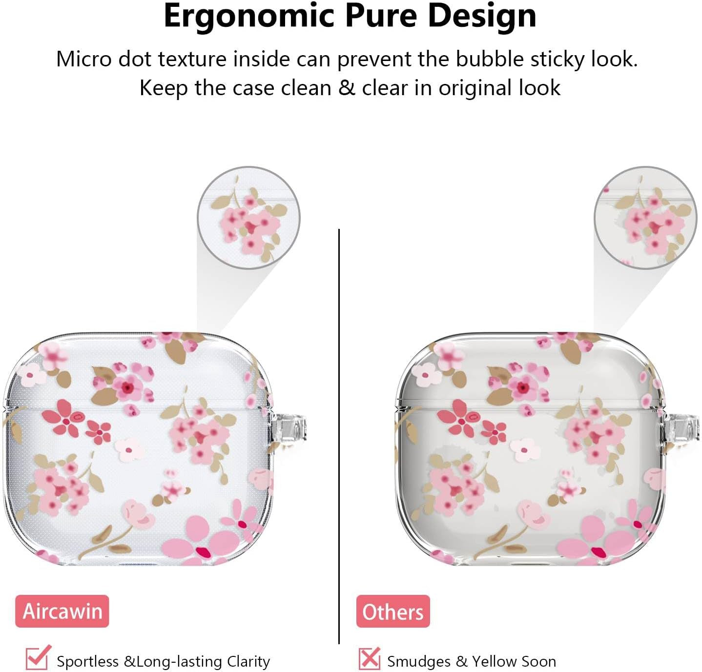 for Airpods 4 Case Clear,Cute Flower Floral Case for Airpod 4 Case Cover,Aesthetic Soft TPU with Girly Flower Pearl Keychain&Cleaning Pen for Airpods 4Th Generation Cover Women Girl-Pink
