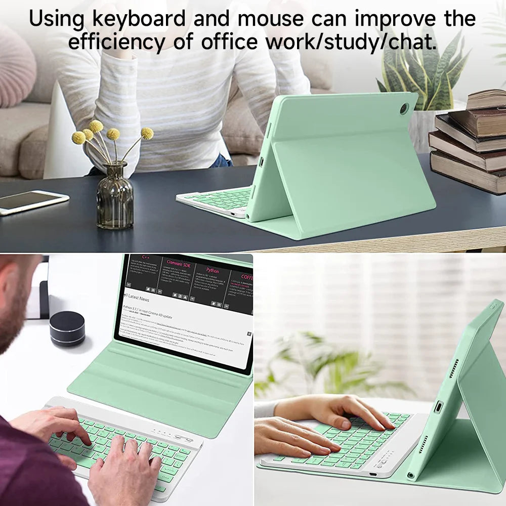 Tablet Case for Samsung Galaxy Tab S8 A8 S6 Lite Tablet Case with Bluetooth Keyboard Mouse Case for Samsung S7 plus S7 FE Case