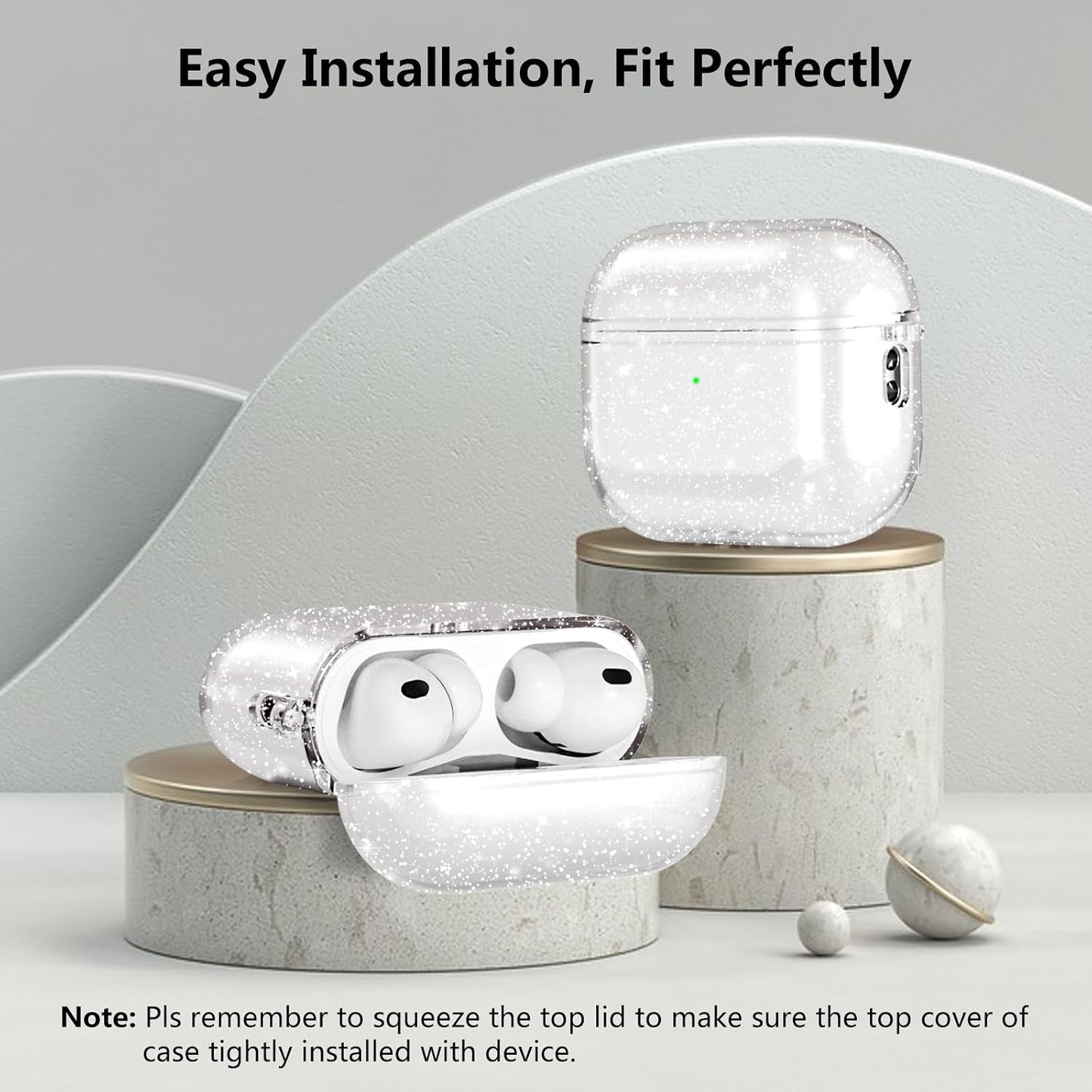 for Airpods Pro 3 Case Clear Glitter,Sparkle Bling Clear Case for Airpods Pro 3Rd Generation Case Cover 2025,Shockproof Cute Soft TPU Case for Airpod Pro 3 Gen Case with Carabiner-Clear