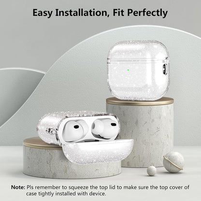 for Airpods Pro 3 Case Clear Glitter,Sparkle Bling Clear Case for Airpods Pro 3Rd Generation Case Cover 2025,Shockproof Cute Soft TPU Case for Airpod Pro 3 Gen Case with Carabiner-Clear