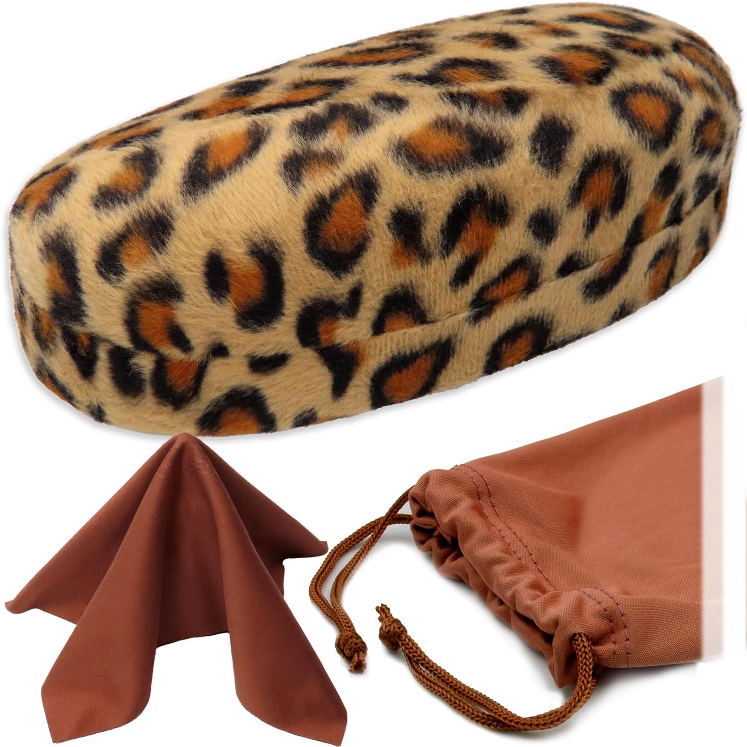 Hard Sunglasses Case - Women Glasses Case Holder - Large Durable Eyeglass Case Hard Shell with Pouch & Cloth