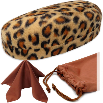 Hard Sunglasses Case - Women Glasses Case Holder - Large Durable Eyeglass Case Hard Shell with Pouch & Cloth