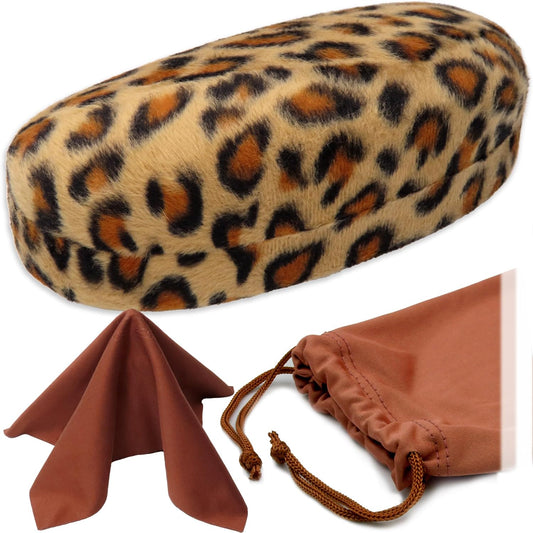 Hard Sunglasses Case - Women Glasses Case Holder - Large Durable Eyeglass Case Hard Shell with Pouch & Cloth