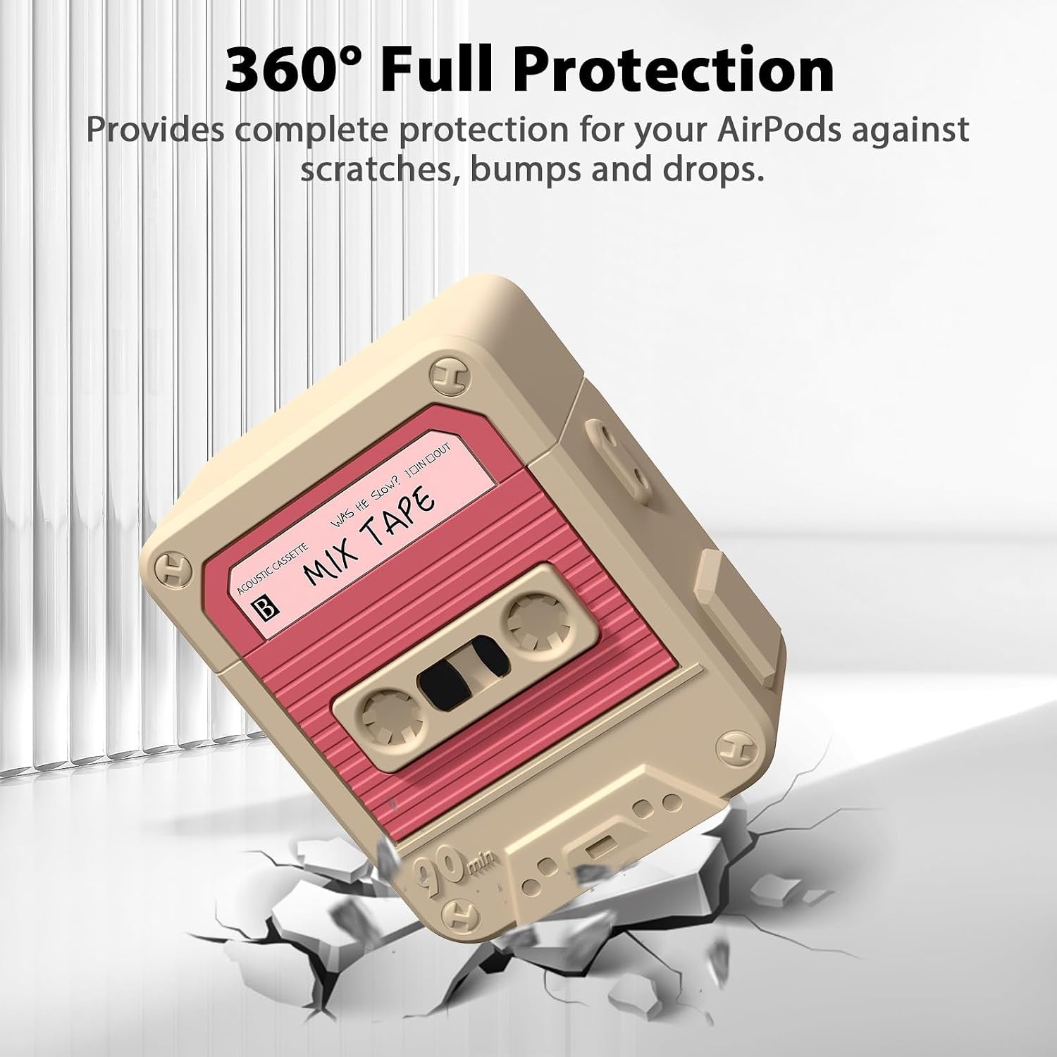 Compatible with Airpods Case Cover with Cleaner Kit, Funny Cassette Tape Design Case for Airpod 1St/2Nd Generation, Cute Cartoon Silicone Protective Case for Apple Airpods