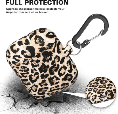 Compatible with Airpods Case Soft Silicone Protective Case Cover Cute for Airpods 2 &1 for Women with Keychain Front LED Visible Leopard Cheetah