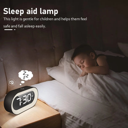 Digital Alarm Clock with Light, Musical Ringer, and Spare Battery(Black+Rgb)