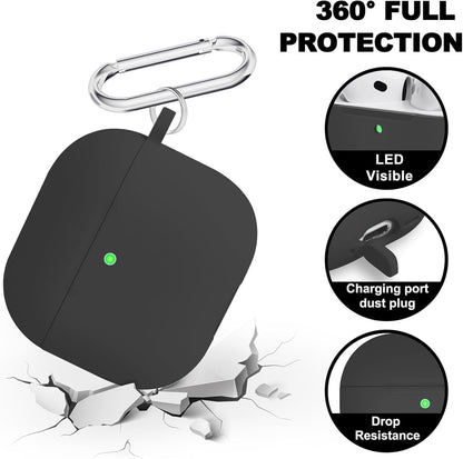Premium Protective Case for Airpods 4Th Generation - Stylish & Durable Airpods Case with Keychain for Air Pod & Airpods Accessories（Black）