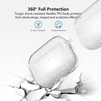 for Airpods Pro 3 Case Clear Glitter,Sparkle Bling Clear Case for Airpods Pro 3Rd Generation Case Cover 2025,Shockproof Cute Soft TPU Case for Airpod Pro 3 Gen Case with Carabiner-Clear