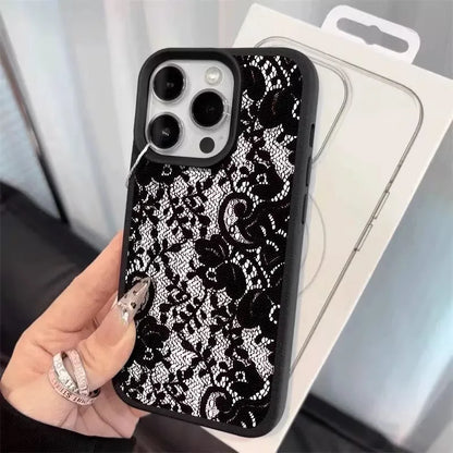 Elegant Black Lace Floral Pattern Phone Case For iPhone 17 Case iPhone 13 16 15 11 12 14 Pro Max X XS XR 17 Air 16E Soft Cover