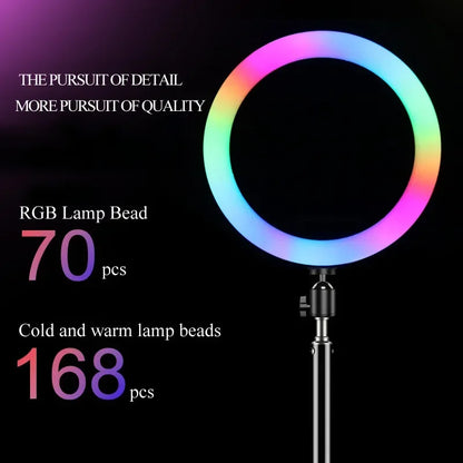 RGB Ring Light Lamp Round Remote Control For Smartphone Mobile Led Video Light Ring For Makeup Youtube Photographic Lighting
