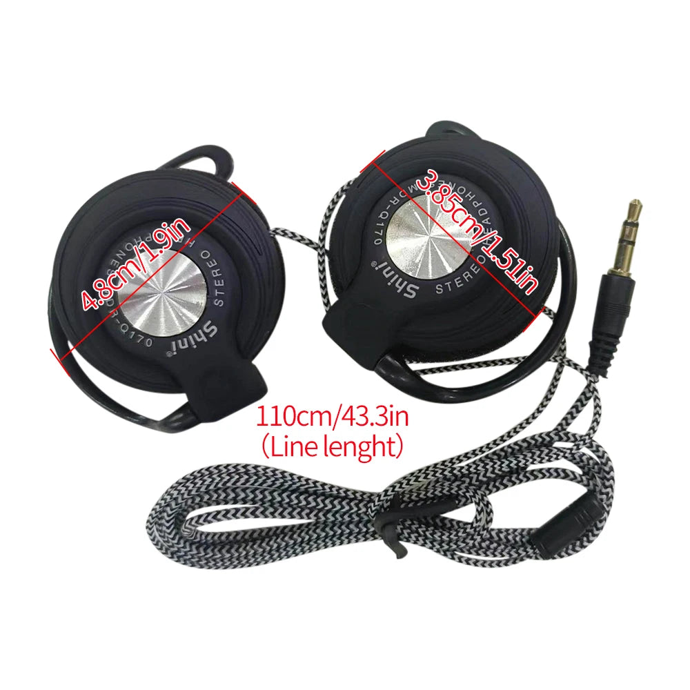 3.5mm Wired Headphones HIFI Heavy Bass Headset Over-ear Adjustable Ear Hook Earphones Music Headset For Mp3/MP4 Phone