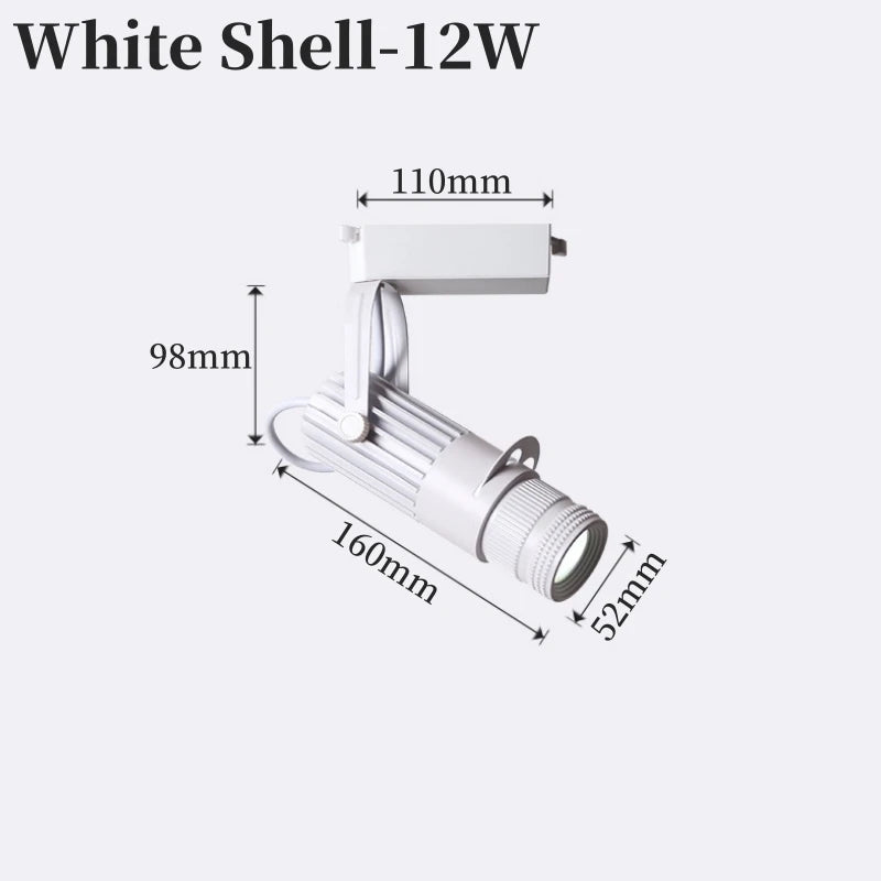 RGB Stage Zoom LED Track Lights Adjustable Focus Logo Projector Ceiling Spotlights Picture Gallery Theater Rail Lighting Fixture