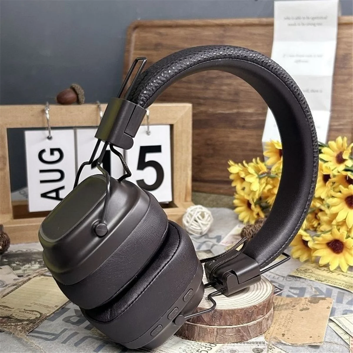 Headset for MAJOR IV Luminous Wireless Bluetooth Headset Heavy Bass Multi-Function Headset Microphone, Brown