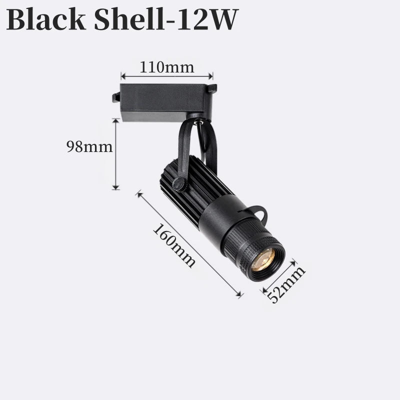 RGB Stage Zoom LED Track Lights Adjustable Focus Logo Projector Ceiling Spotlights Picture Gallery Theater Rail Lighting Fixture