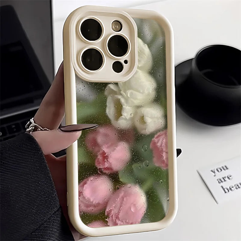 Cute Flower Phone Case For iPhone 17 Case iPhone 15 13 16 11 14 12 17 Pro Max XR 8 Plus SE Soft Matte Shockproof Silicone Cover
