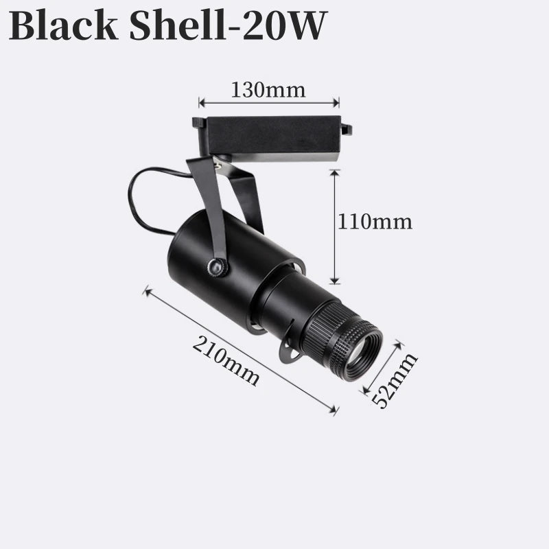 RGB Stage Zoom LED Track Lights Adjustable Focus Logo Projector Ceiling Spotlights Picture Gallery Theater Rail Lighting Fixture