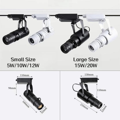 RGB Stage Zoom LED Track Lights Adjustable Focus Logo Projector Ceiling Spotlights Picture Gallery Theater Rail Lighting Fixture
