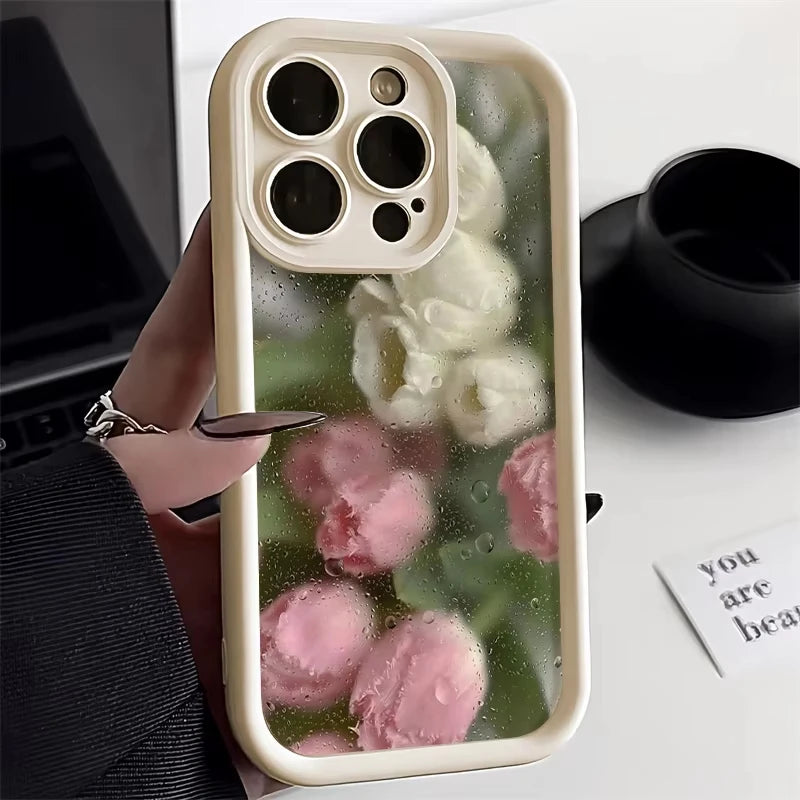 Cute Flower Phone Case For iPhone 17 Case iPhone 15 13 16 11 14 12 17 Pro Max XR 8 Plus SE Soft Matte Shockproof Silicone Cover