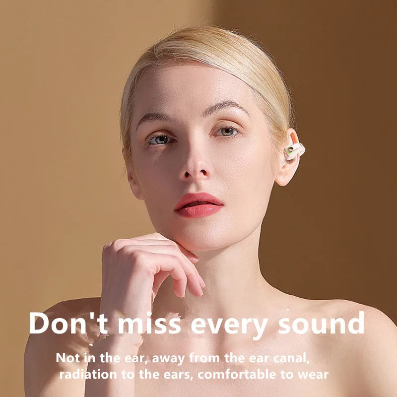 Headset With Microphone Bluetooth 5.3 Ear Clip Headphone TWS Wireless Earphone Single In-Ear HD HiFi Stereo Touch Control Sports