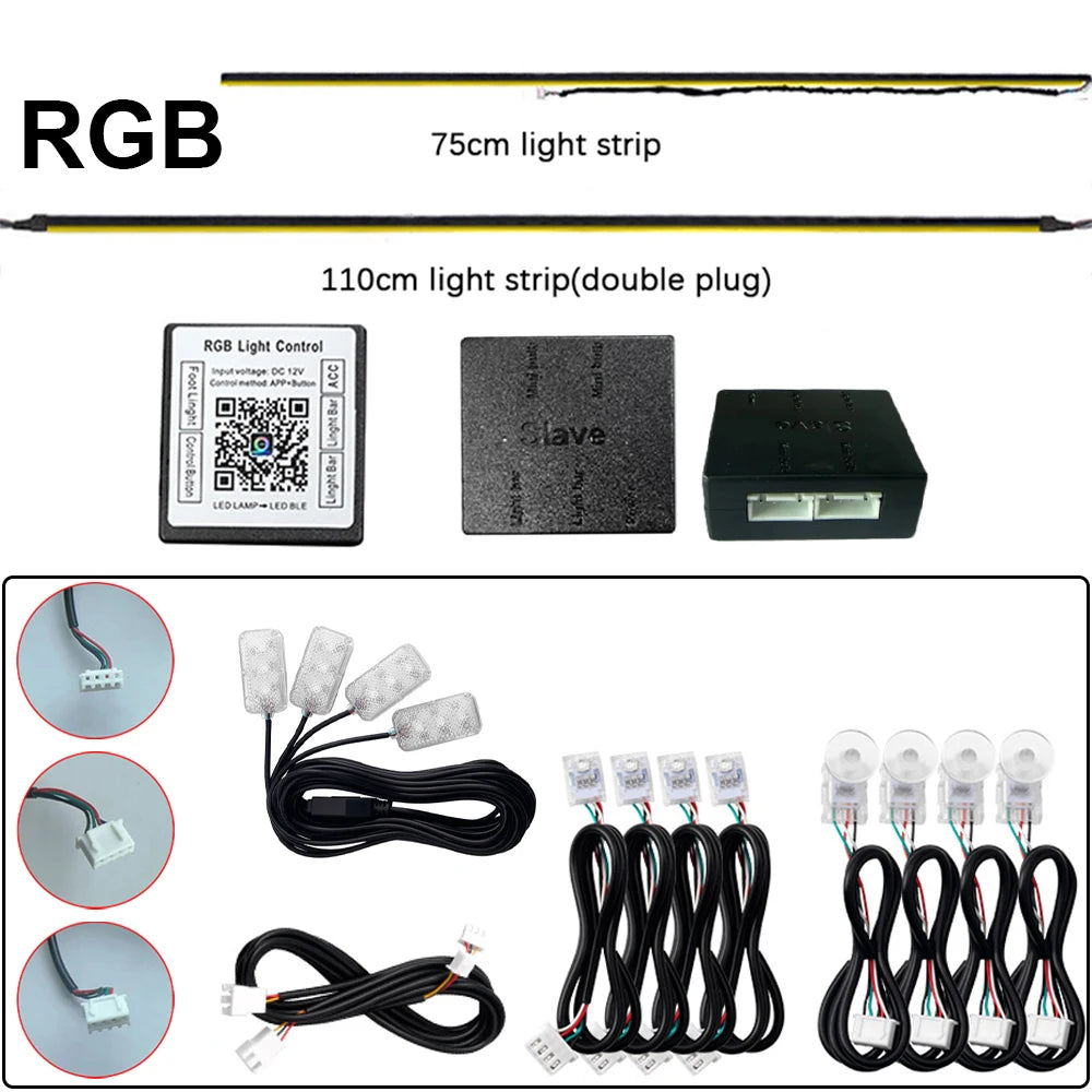 RGB "LED Lamp"App Light Ambient Accessories 4 wire LED Light Strip Door Light Storage Light Footlight Main/Sub Controller Parts