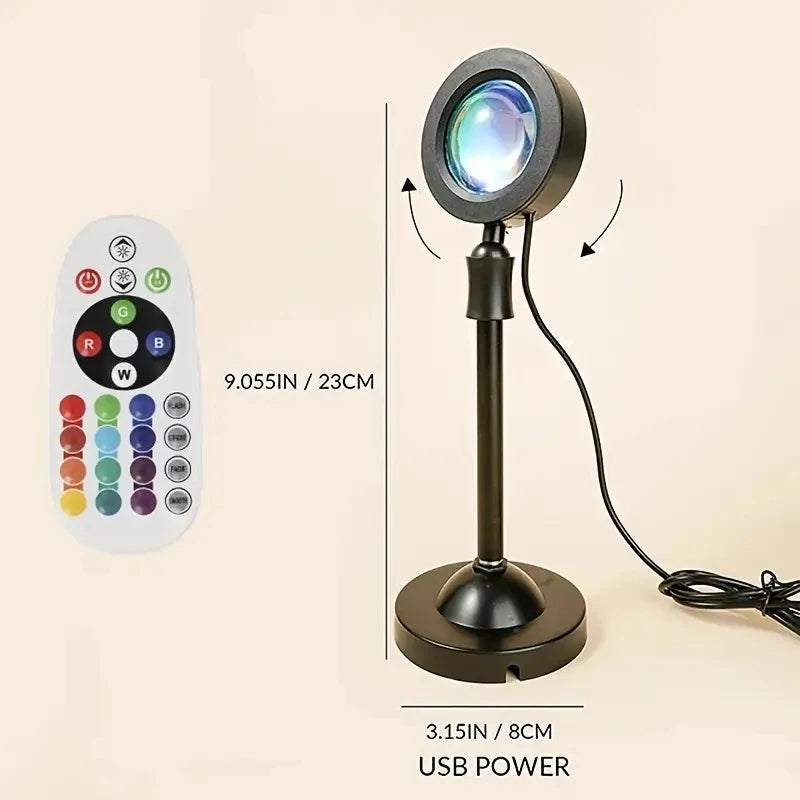 16 color RGB ambient light LED night light projection light with remote control, USB power supply
