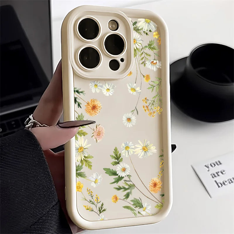 Cute Flower Phone Case For iPhone 17 Case iPhone 15 13 16 11 14 12 17 Pro Max XR 8 Plus SE Soft Matte Shockproof Silicone Cover
