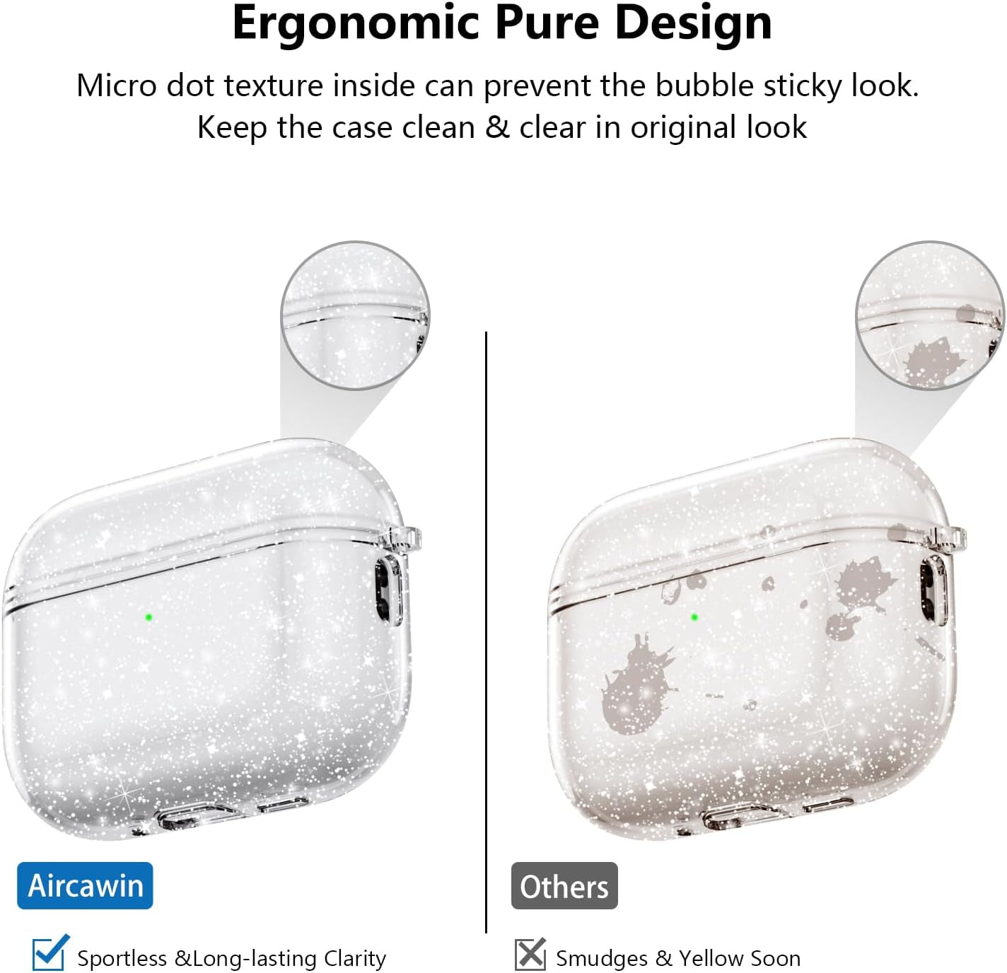 for Airpods Pro 3 Case Clear Glitter,Sparkle Bling Clear Case for Airpods Pro 3Rd Generation Case Cover 2025,Shockproof Cute Soft TPU Case for Airpod Pro 3 Gen Case with Carabiner-Clear