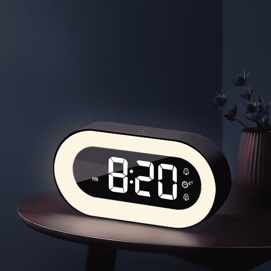 Digital Alarm Clock with Light, Musical Ringer, and Spare Battery(Black+Rgb)