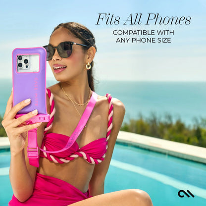 IP68 Floating Waterproof Phone Pouch / Case with Detachable Crossbody Lanyard - Purple Paradise