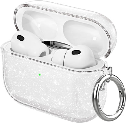 for Airpods Pro 3 Case Clear Glitter,Sparkle Bling Clear Case for Airpods Pro 3Rd Generation Case Cover 2025,Shockproof Cute Soft TPU Case for Airpod Pro 3 Gen Case with Carabiner-Clear