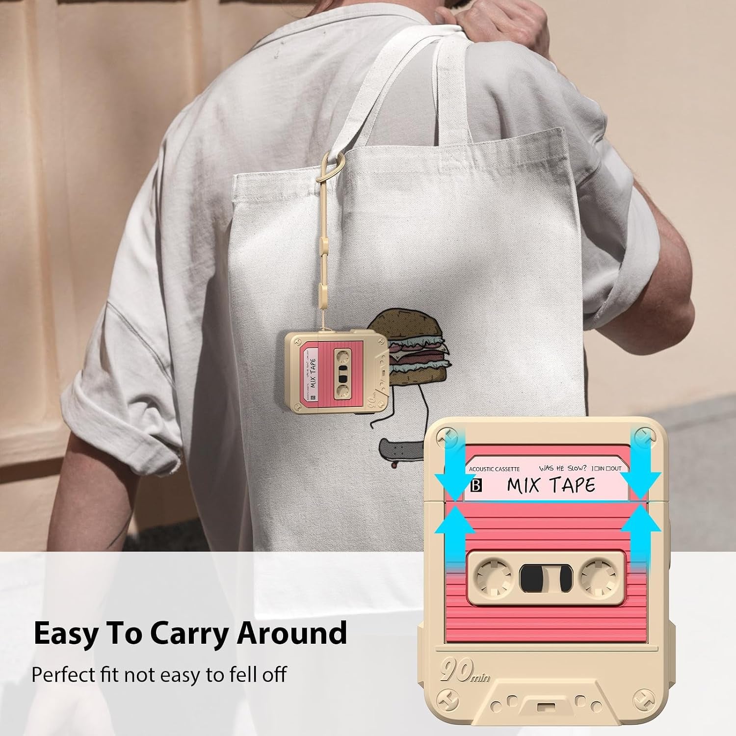 Compatible with Airpods Case Cover with Cleaner Kit, Funny Cassette Tape Design Case for Airpod 1St/2Nd Generation, Cute Cartoon Silicone Protective Case for Apple Airpods