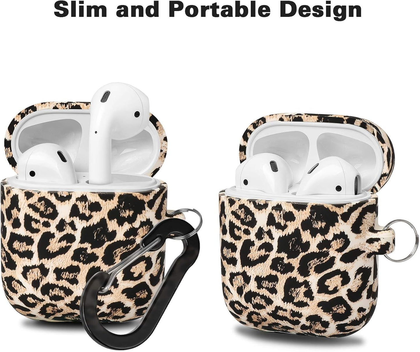 Compatible with Airpods Case Soft Silicone Protective Case Cover Cute for Airpods 2 &1 for Women with Keychain Front LED Visible Leopard Cheetah