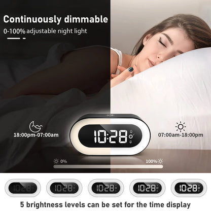 Digital Alarm Clock with Light, Musical Ringer, and Spare Battery(Black+Rgb)
