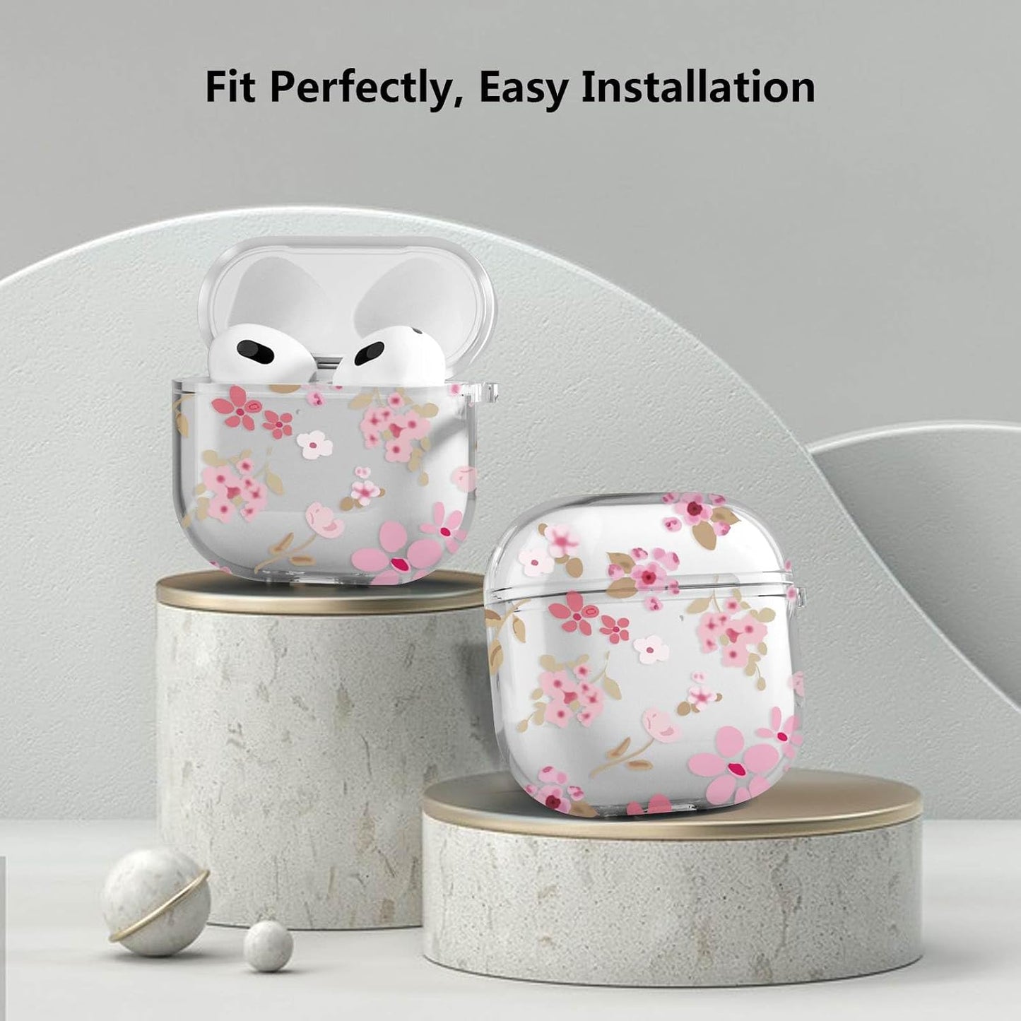 for Airpods 4 Case Clear,Cute Flower Floral Case for Airpod 4 Case Cover,Aesthetic Soft TPU with Girly Flower Pearl Keychain&Cleaning Pen for Airpods 4Th Generation Cover Women Girl-Pink