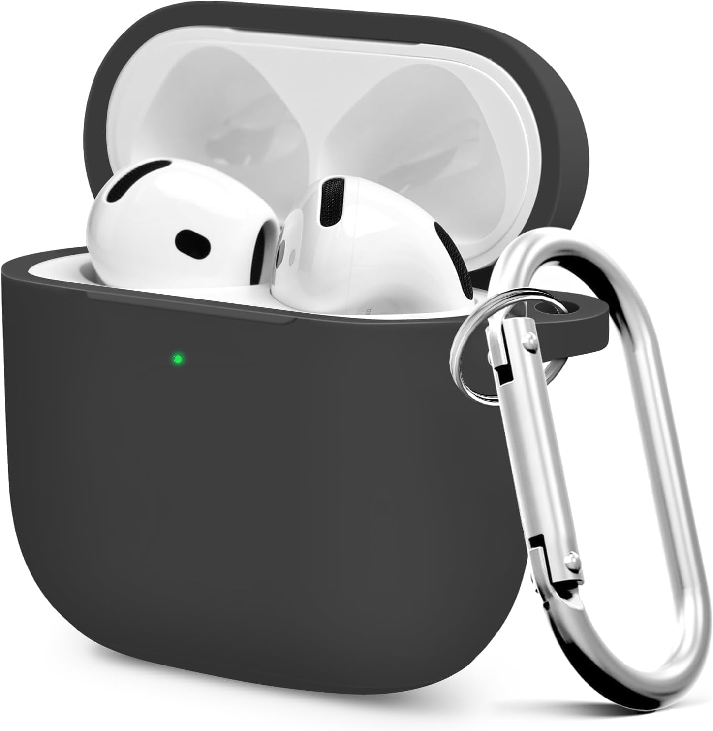 Premium Protective Case for Airpods 4Th Generation - Stylish & Durable Airpods Case with Keychain for Air Pod & Airpods Accessories（Black）